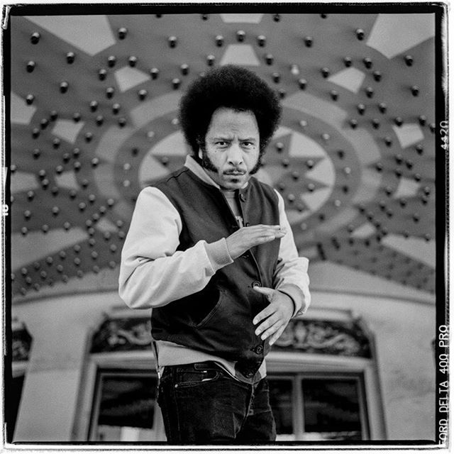 LIFE SQUARED - &ldquo;boots riley&rdquo; &copy; 2018 Peter DaSilva.  #onassingment #bootsriley #filemaker #sorrytobotheryou #oakland #grandlaketheatre #120 #ilford #delta400pro #bw #film #fullframe 
#rolleiflex #3.5e3 #filmisnotdead #filmlover #6x6 #