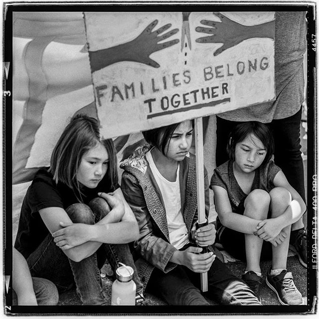 LIFE SQUARED - &ldquo;Families Belong Together!&rdquo; &copy; 2018 Peter DaSilva. #stoptrump #familiesbelongtogether #childeren #seperation #fireice #immigration #sanfrancisco #120 #ilford #delta400pro #bw #film #fullframe #rolleiflex #3.5e3 #filmisn