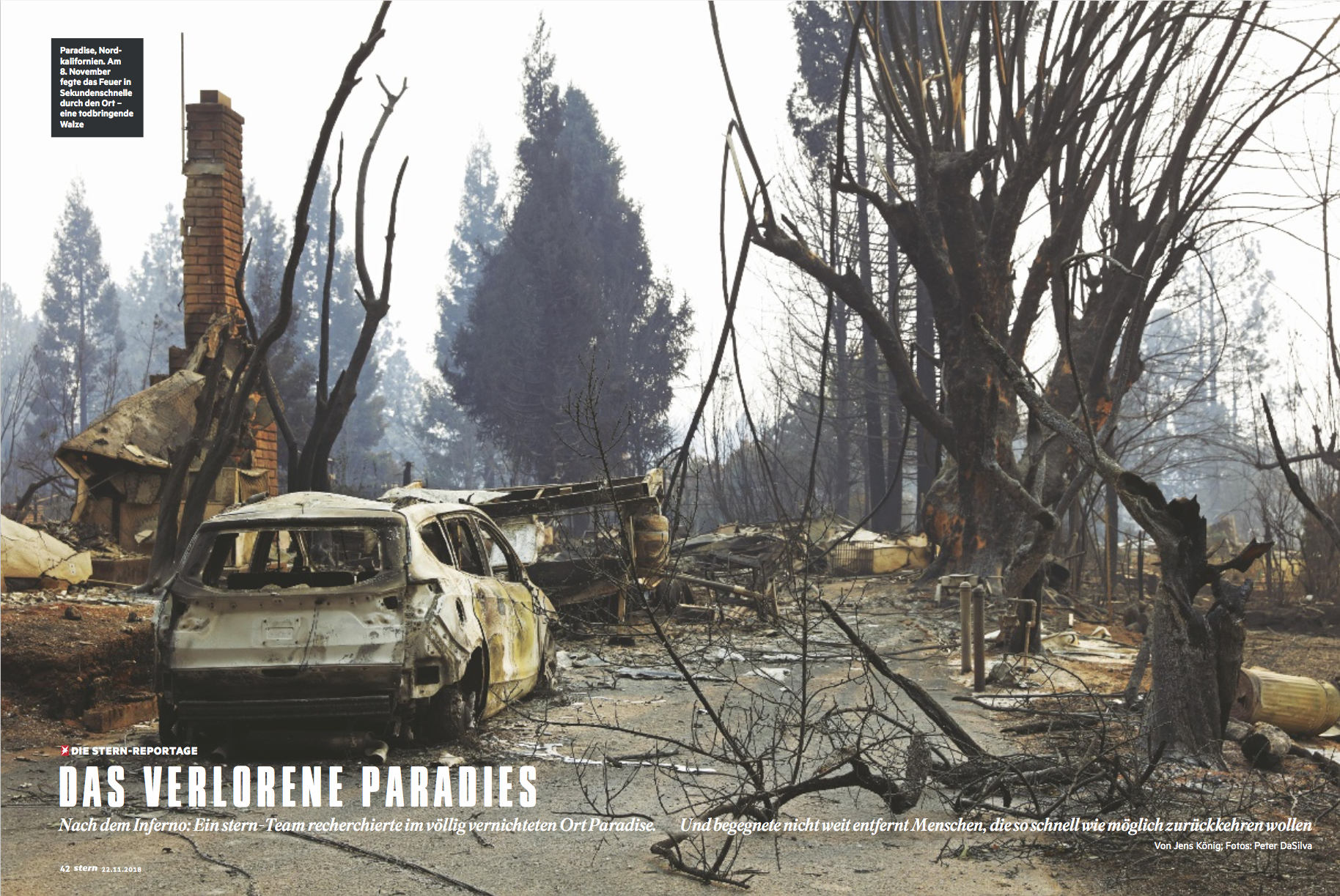   Camp Fire-Paradise, CA - Stern Magazine -double truck spread  