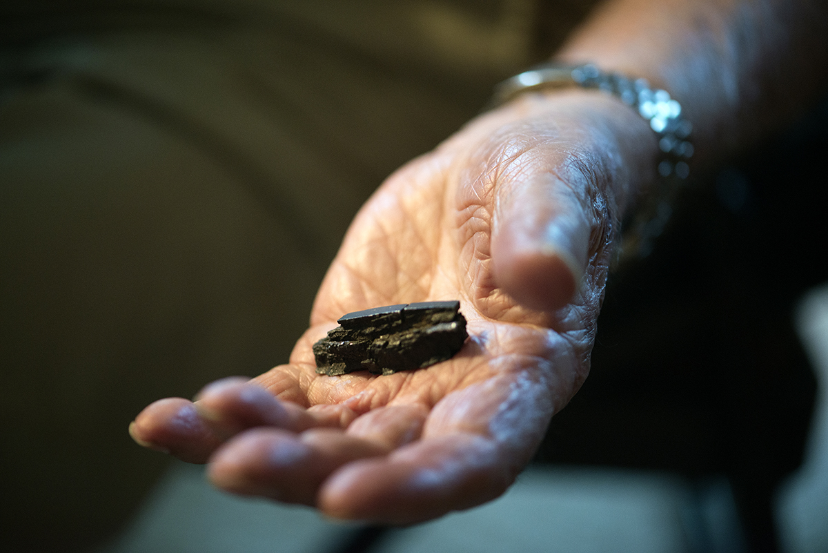 A piece of flak Herb brought back from one of his missions and has kept all of these years since World War Two.