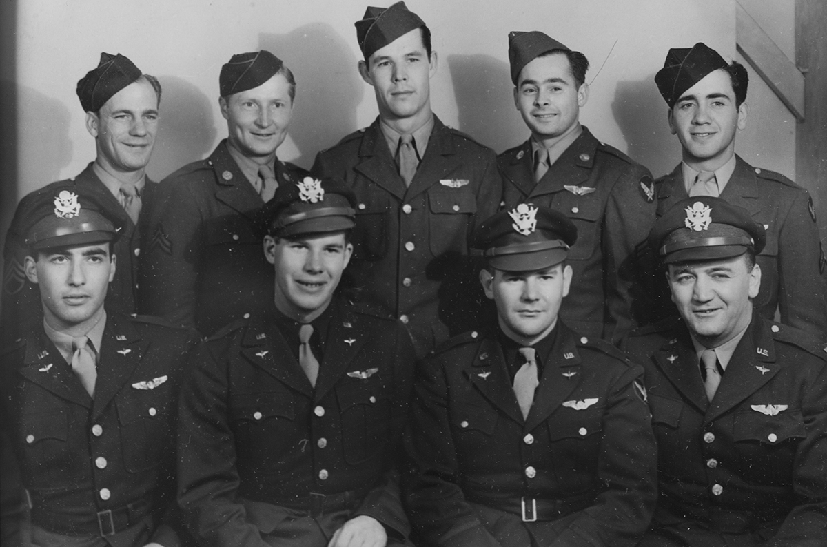 Herb's B-17 flight crew. Herb is pictured bottom left.