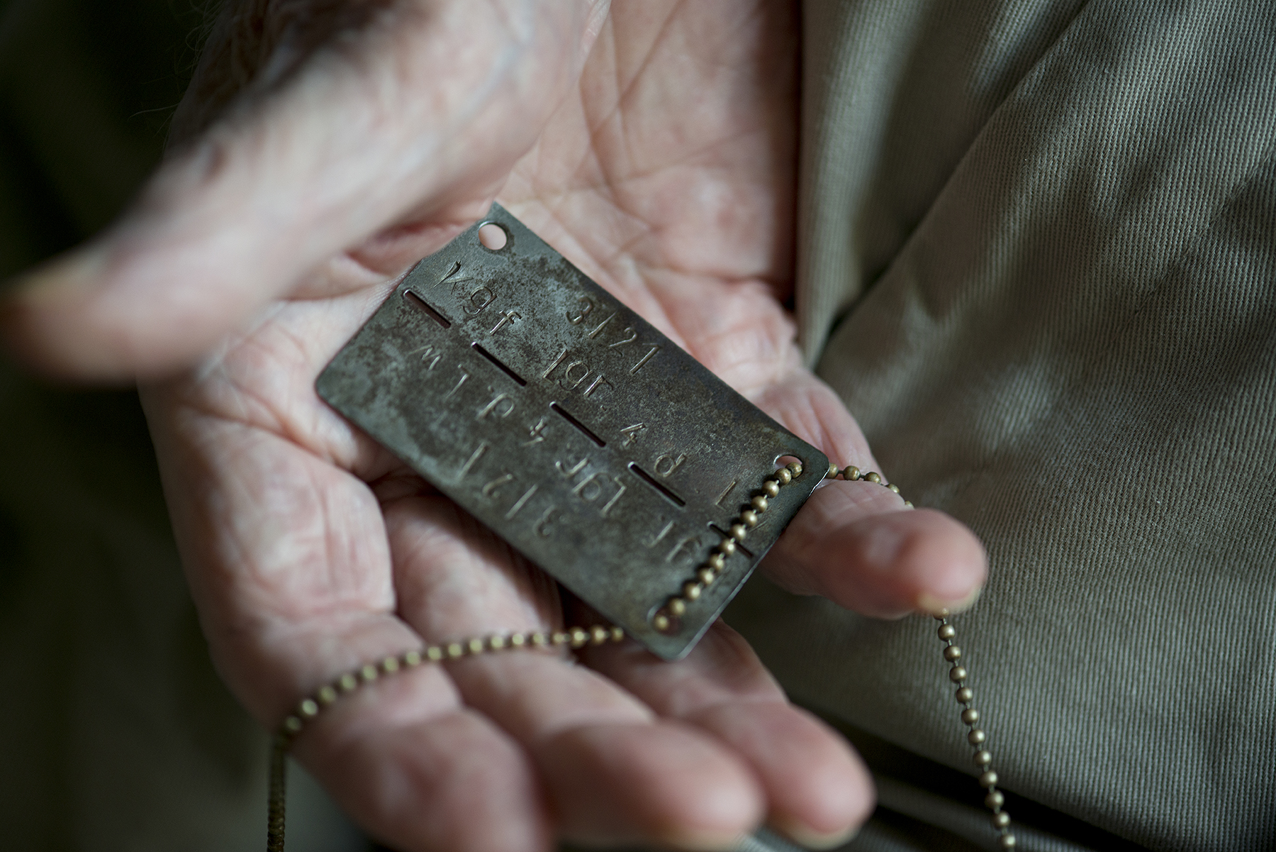 Frank's Prisoner of War dog tags issued by the Germans.