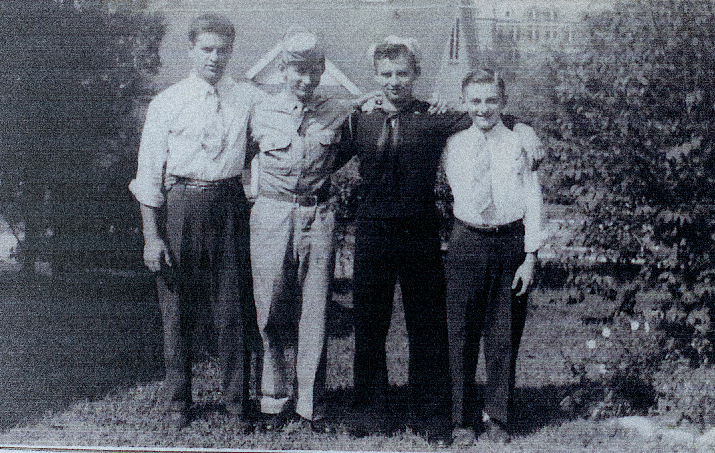 Norb (Second from left) with his three brothers as he was about to ship out. His brother Howard ( Third from left) had just returned from combat in the Pacific.