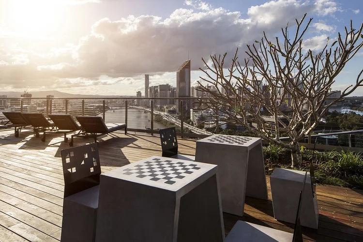Aria Property Design - Concrete Chess Tables with Concrete Boksi Stools (Pop Plus)