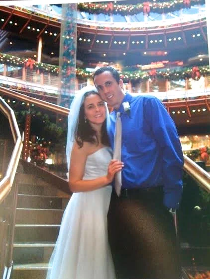 Amethyst and her husband aboard their wedding cruise ship.