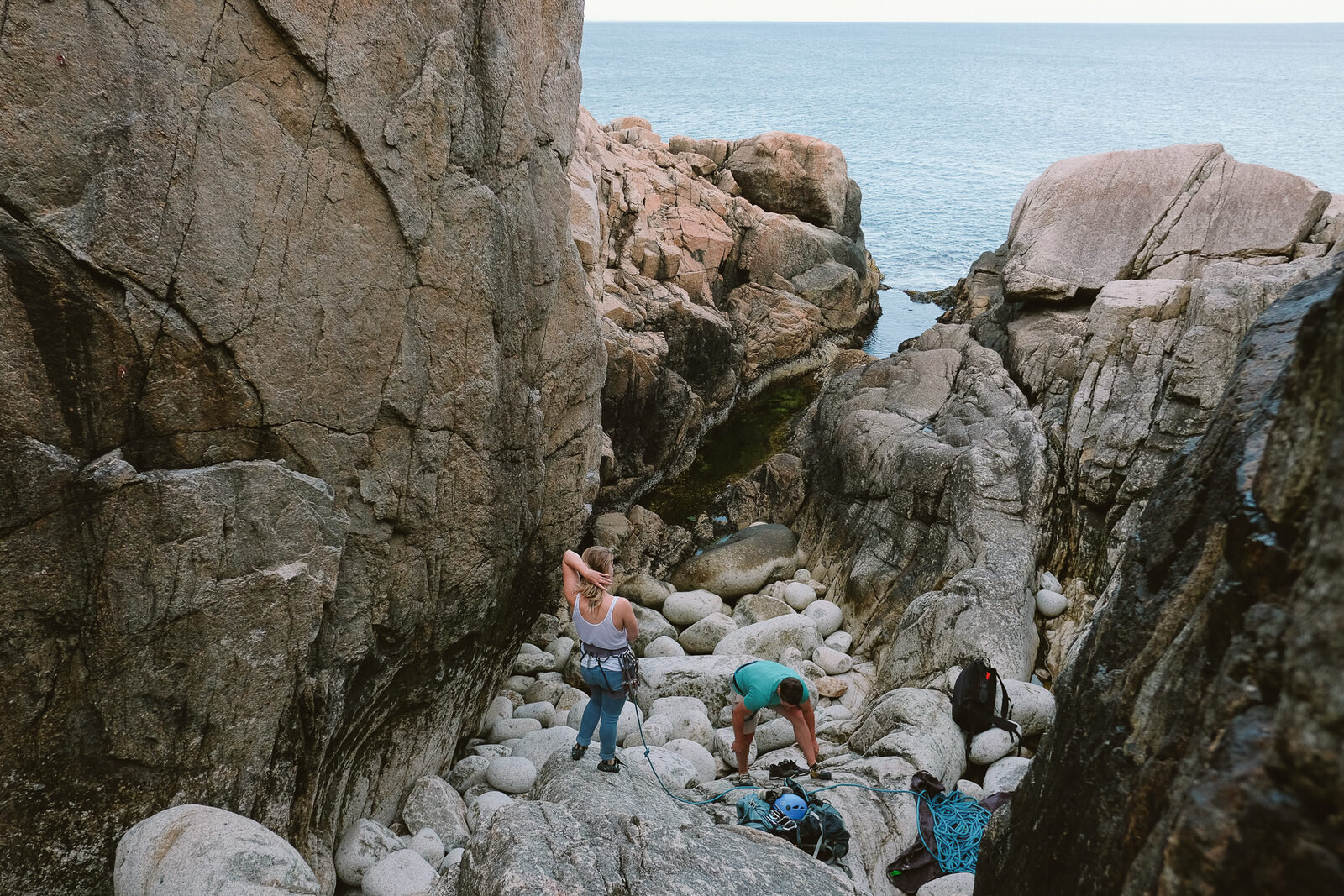 Rock Climbing Engagement Session at Chebucto Head