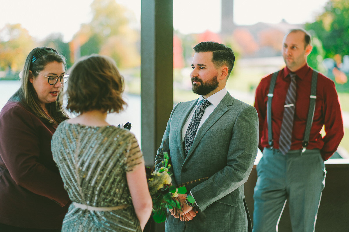  A fall wedding at Sullivan's Pond in Dartmouth, Nova Scotia, followed by a backyard reception. Formal photographs along the Dartmouth Waterfront by Evan McMaster, a Halifax based Wedding Photographer. 