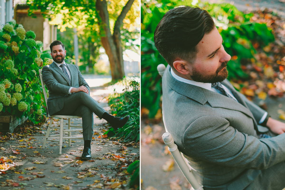  A fall wedding at Sullivan's Pond in Dartmouth, Nova Scotia, followed by a backyard reception. Formal photographs along the Dartmouth Waterfront by Evan McMaster, a Halifax based Wedding Photographer. 