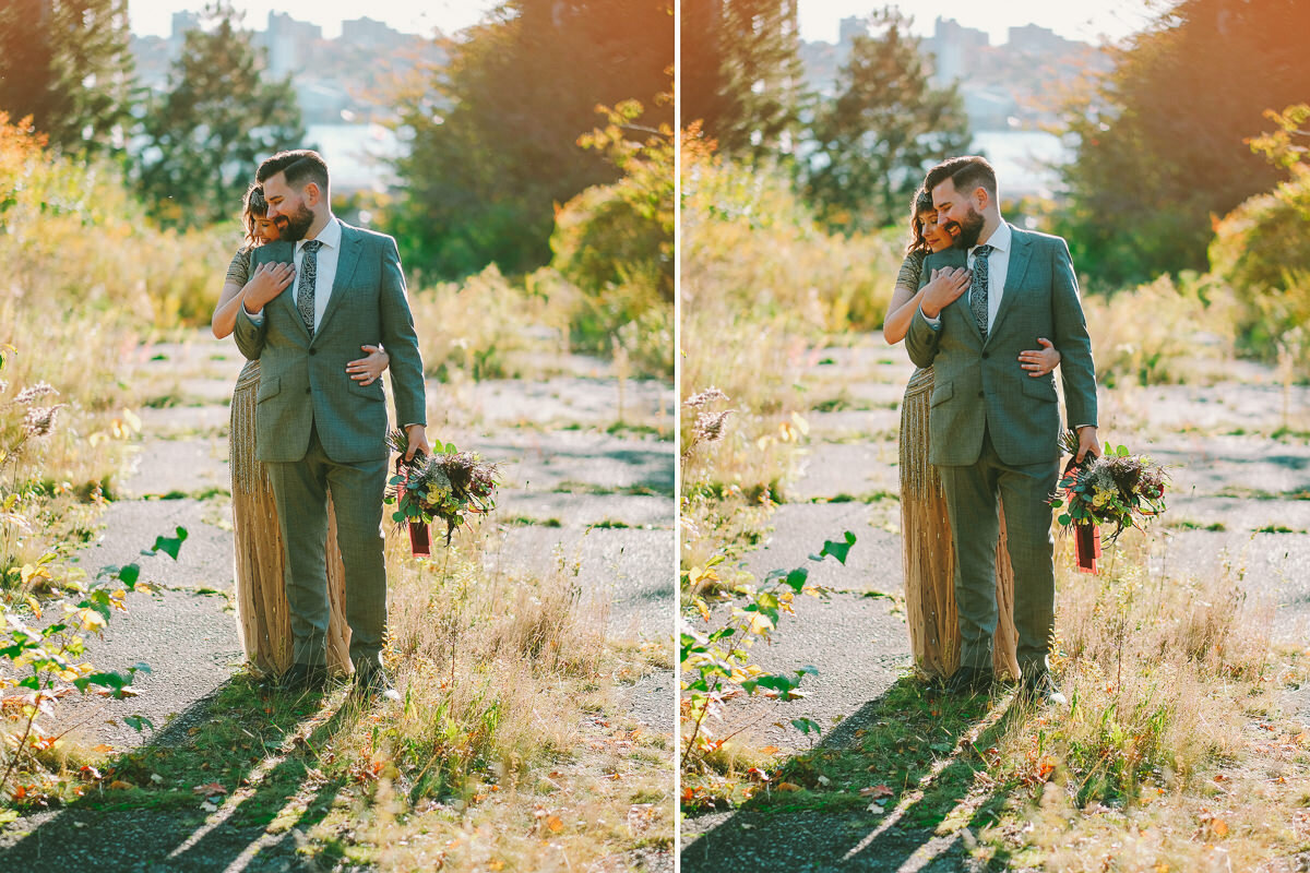  A fall wedding at Sullivan's Pond in Dartmouth, Nova Scotia, followed by a backyard reception. Formal photographs along the Dartmouth Waterfront by Evan McMaster, a Halifax based Wedding Photographer. 