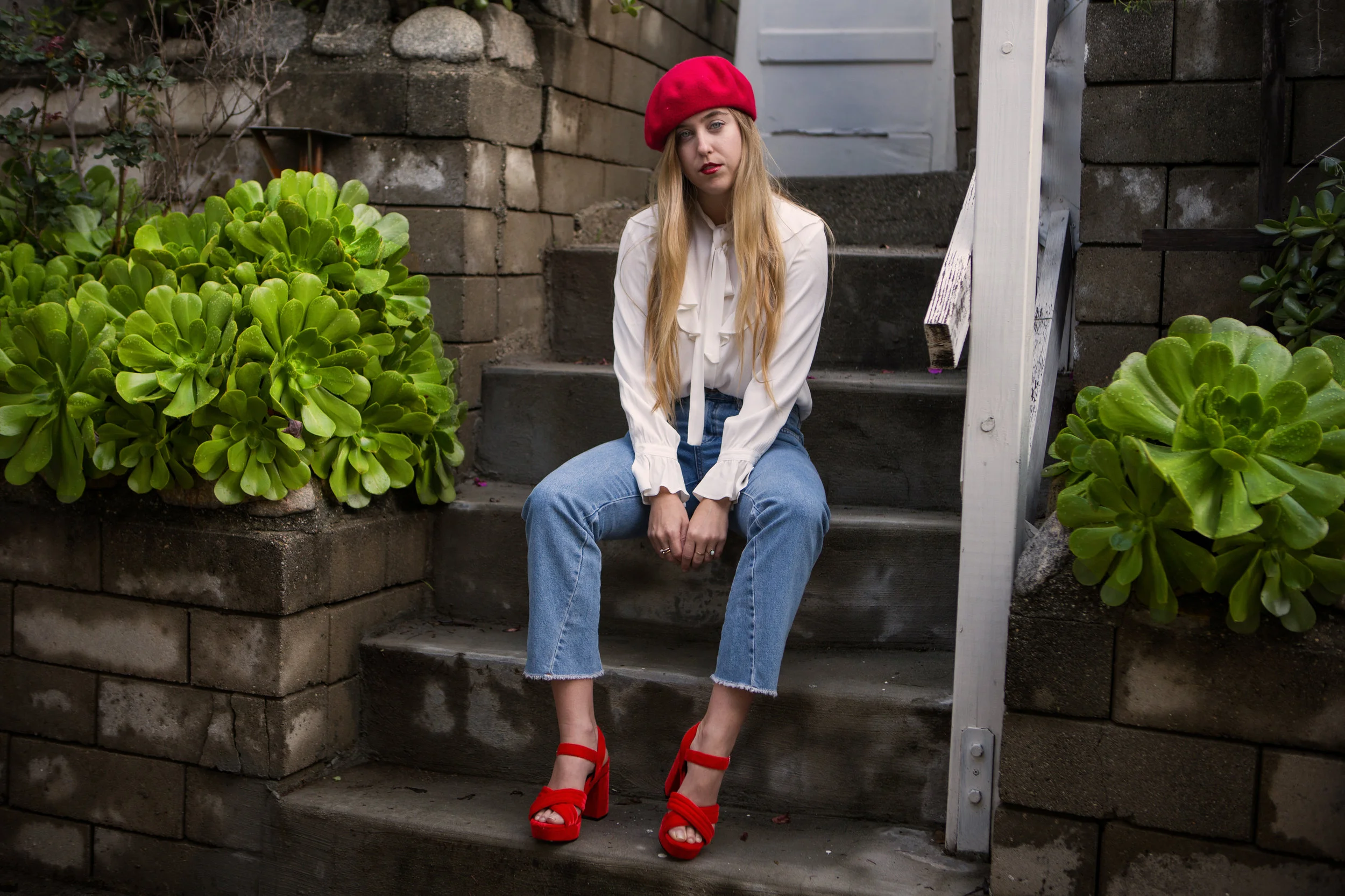 JordanRose_AstroBandit_Norstrom_TopShop_RedBeret_RedHeels_WhiteRuffles_LosAngeles_1.jpg