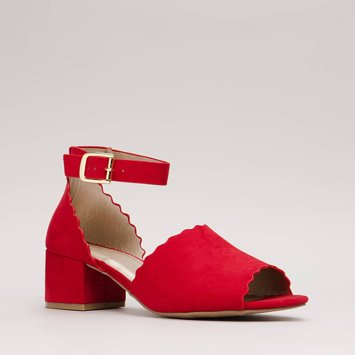 Red Short Ankle Strap Heels from GoJane by Qupid