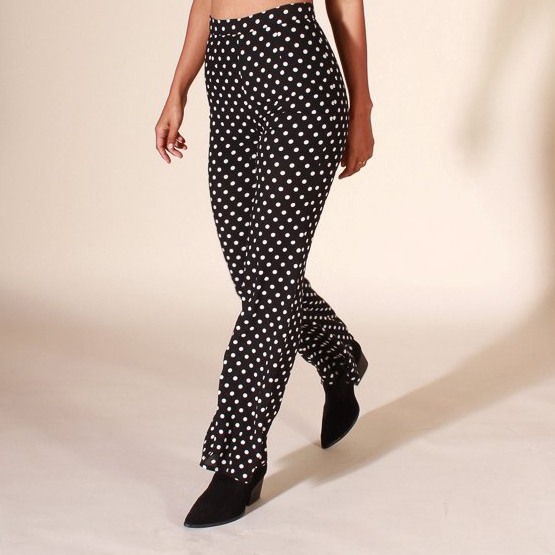 Polka Dot Tailored Flare Pants