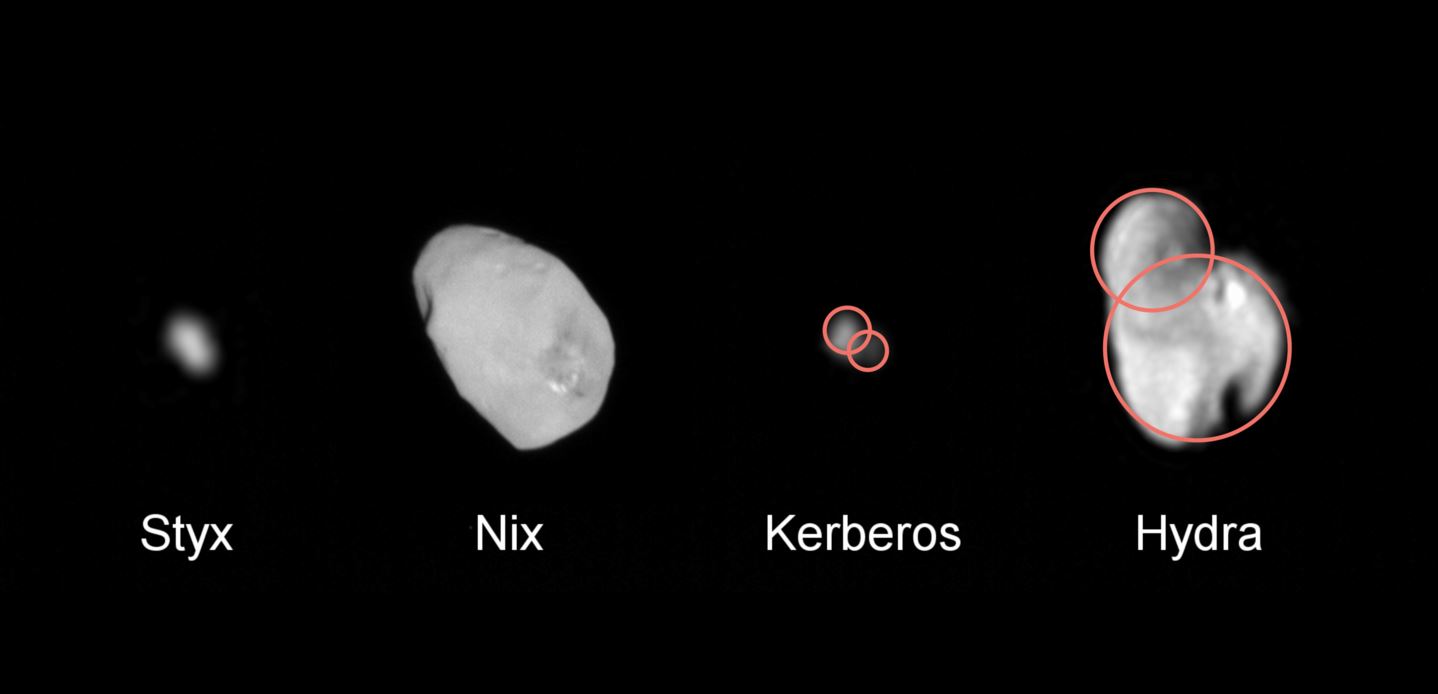 Data from NASA's New Horizons mission indicates that at least two -- and possibly all four -- of Pluto’s small moons may be the result of mergers between still smaller moons. If this discovery is borne out with further analysis, it could provide important new clues to the formation of the Pluto system. Image credit: NASA/JHUAPL/SwRI