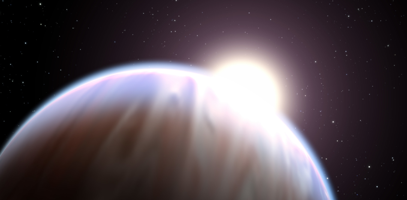 The light shining through an exoplanet’s atmosphere can give us a hint of whether the planet supports life. - Image Credit: NASA, ESA, and G. Bacon (STScI)