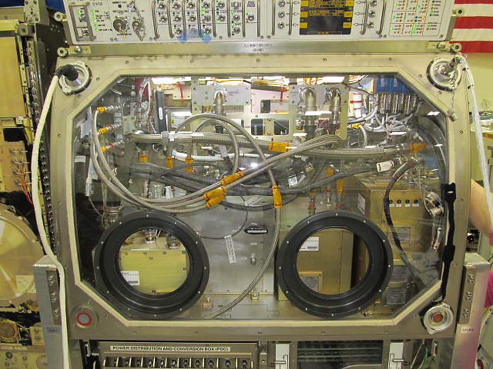 The PBRE is seen integrated into the Microgravity Science Glovebox. Image Credit: NASA