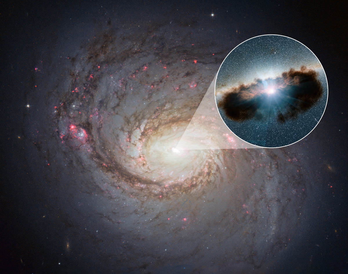 Hidden Lair at the Heart of Galaxy 1068. Galaxy 1068 can be seen in close-up in this view from NASA's Hubble Space Telescope. - Image Credit: NASA/JPL-Caltech