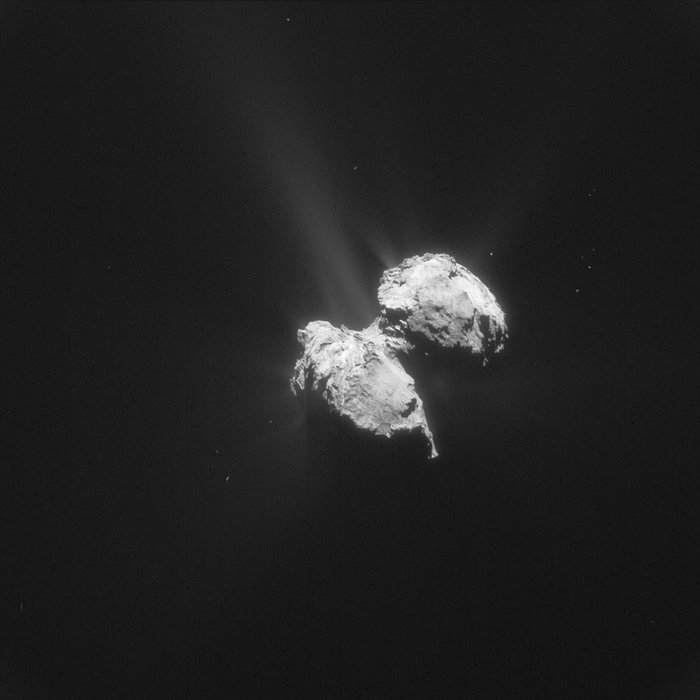 Comet 67P/Churyumov-Gerasimenko, as seen from Rosetta. – Image Credit: ESA/Rosetta/NAVCAM