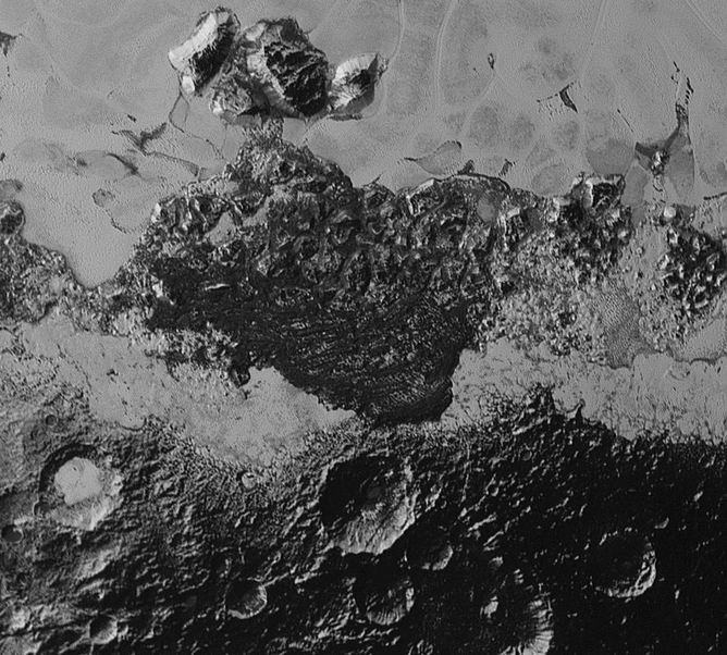 Dark areas on Pluto. – Image Credit: NASA/Johns Hopkins University Applied Physics Laboratory/Southwest Research Institute ,