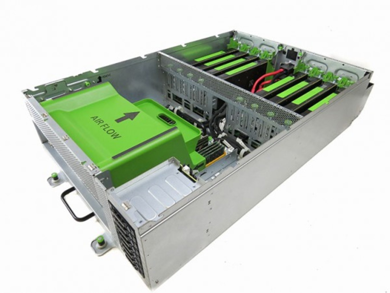 Facebook Big Sur server containing 8 Nvidia Teslag M40 GPUs. - Image Credit Facebook