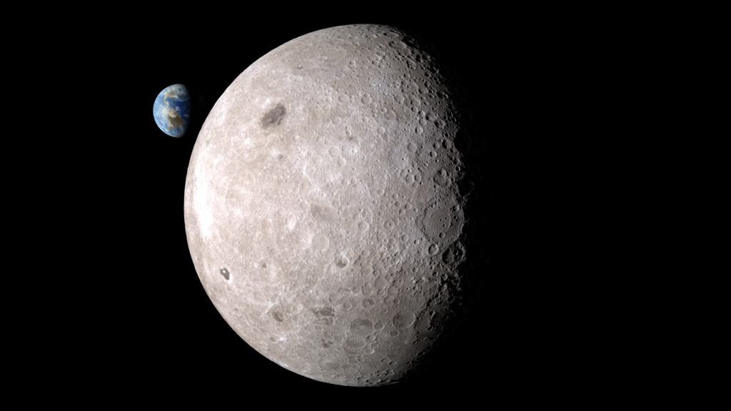 Far side of the moon with Earth in the Background - Image Credit: NASA