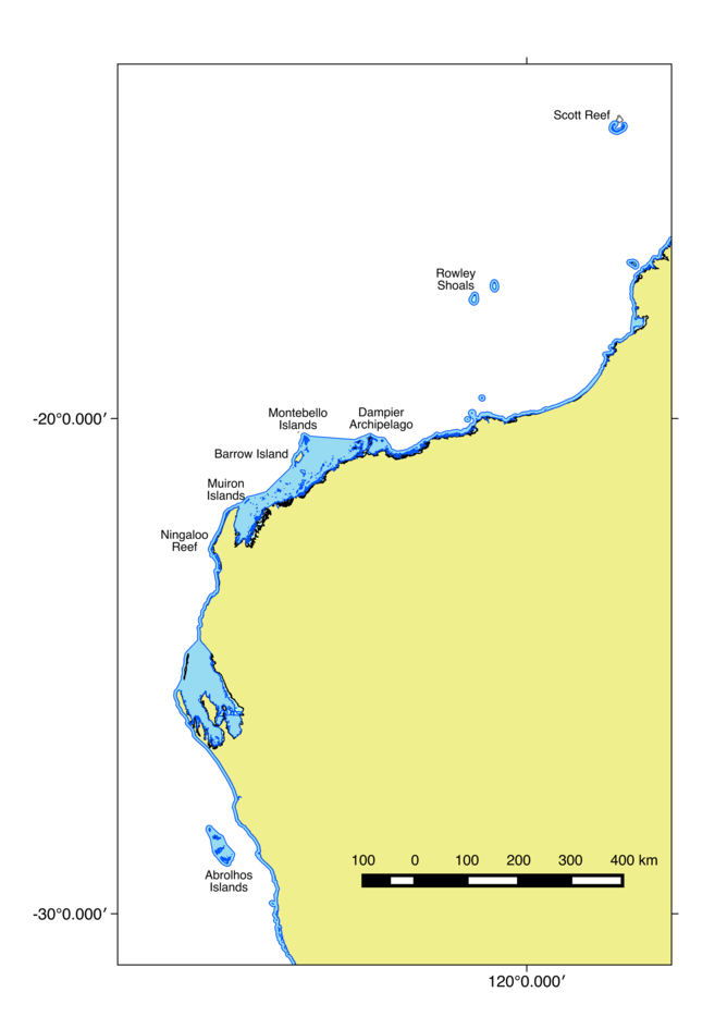 Map of Major coral reefs in Western Australia - Image Credit: Mick Haywood