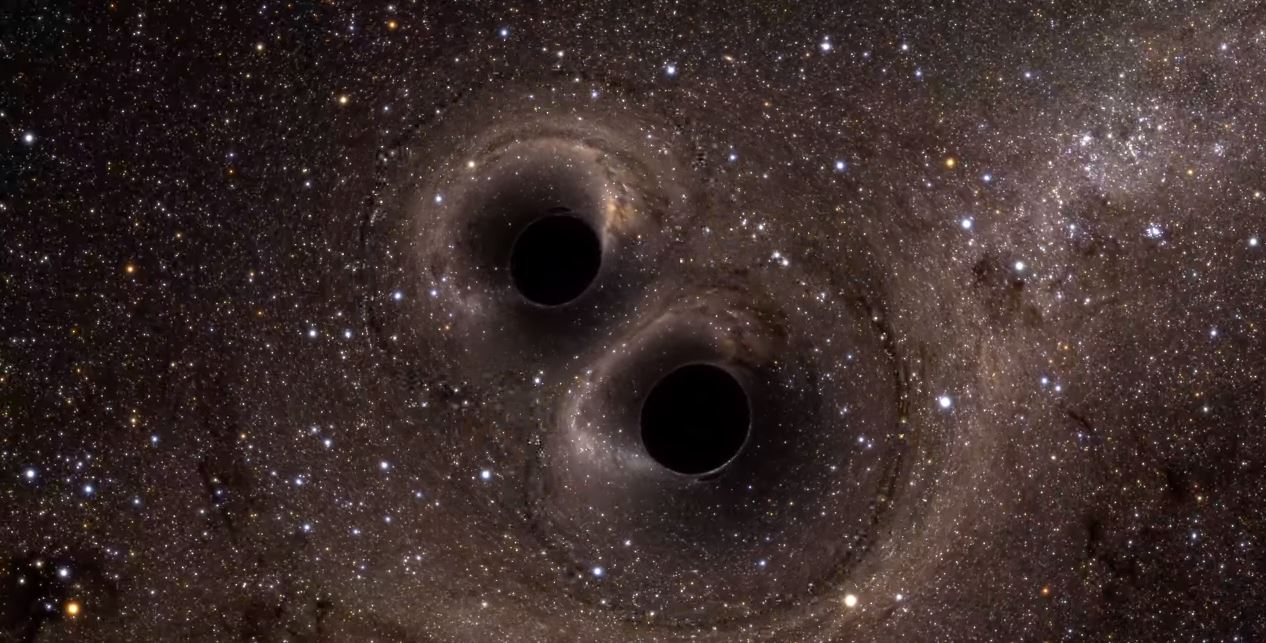 Two black holes collide. - Image Credit: University of Glasgow