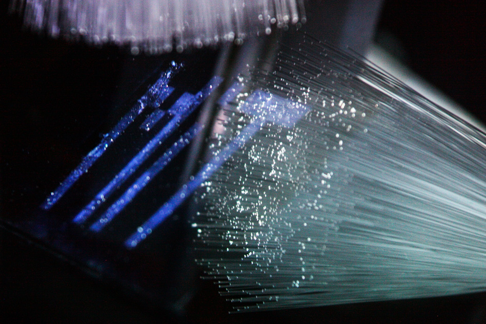 The fibers of a new “optical brush” are connected to an array of photosensors at one end and left to wave free at the other – Image Credit: Barmak Heshmat