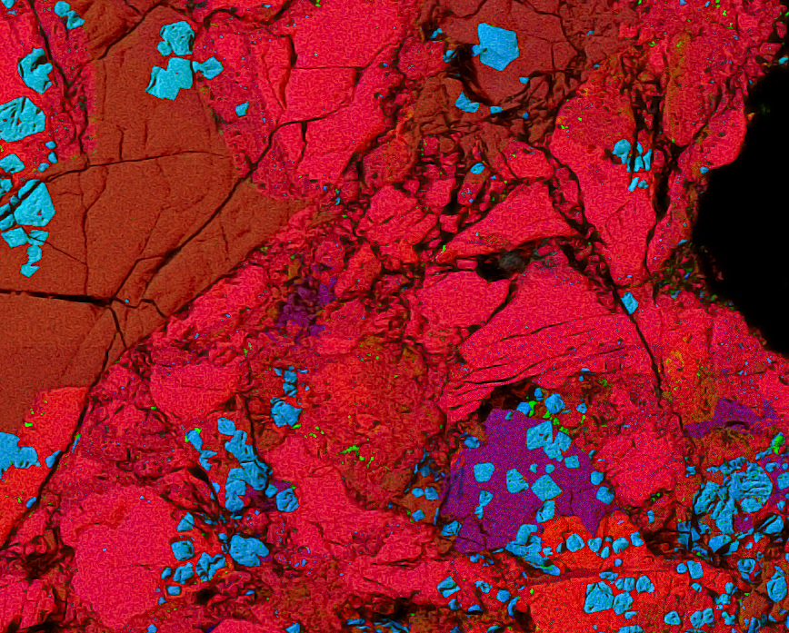 The Allende carbonaceous meteorite is peppered with inclusions that have a ceramic-like chemistry (red for calcium, blue for aluminum, green for magnesium in the false color image below; field of view is 0.5 millimeters, approximately one-hundredth of an inch). When they formed, these inclusions incorporated the short-lived nuclide curium-247 (with a half life of 15 million years), traces of which have been detected in research conducted at the University of Chicago as a significant excess in uranium-235, its decay product. Curium-247 came from nucleosynthesis in stars that lived and died before the solar system was born. - Image Credit: François L.H. Tissot