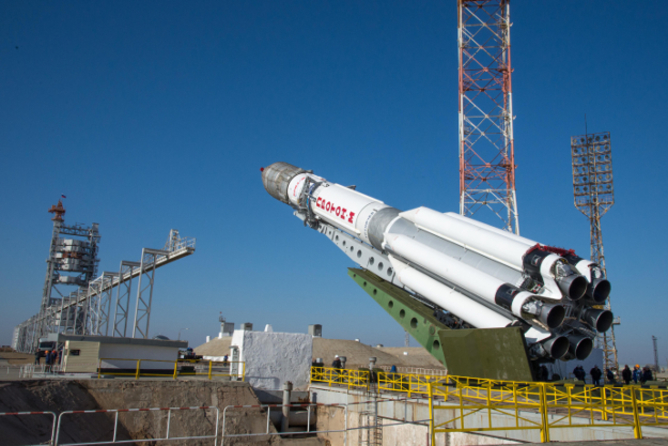 Rocket with ExoMars as it is getting ready for launch. – Image Credit: ESA - B. Bethge