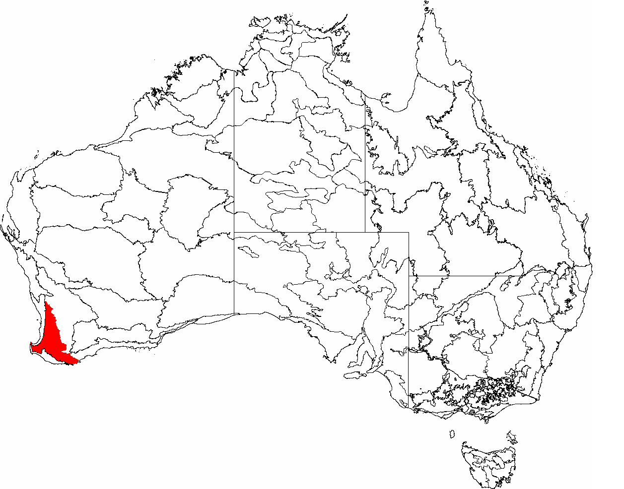 The Jarrah Forest bioregion within Australia. - Image Credit: Hesperian/Wikimedia Commons