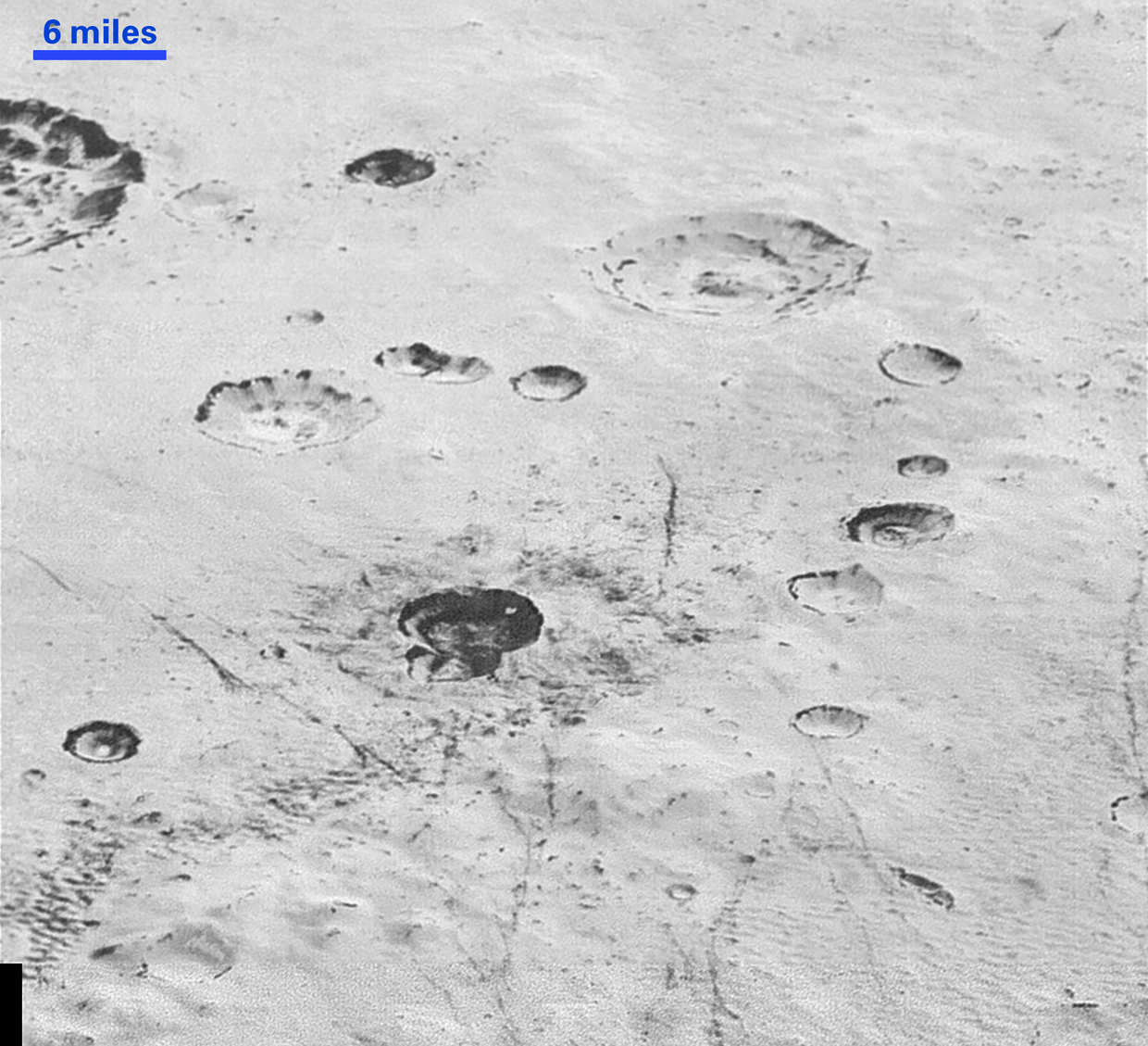 Pluto’s rugged, icy cratered plains. - Image Credit: NASA/Johns Hopkins University Applied Physics Laboratory/Southwest Research Institute, CC BY