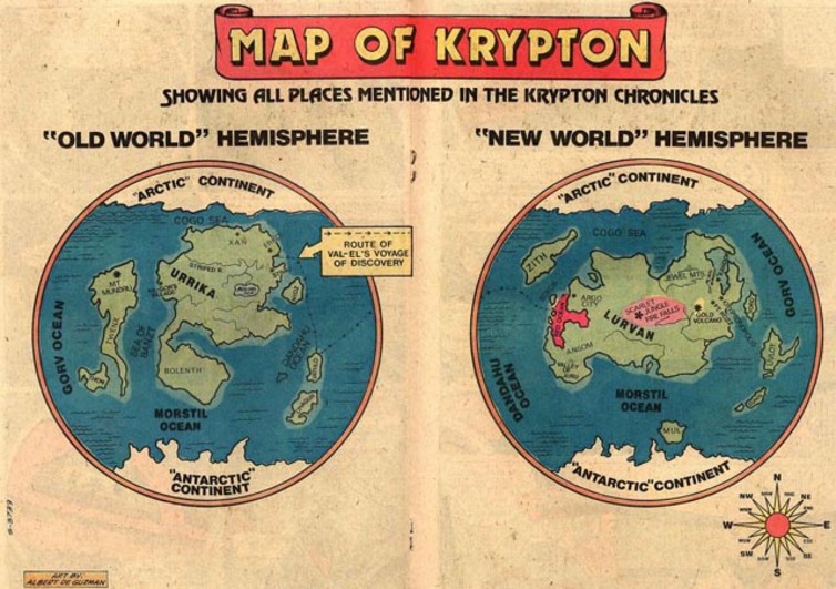 Map of the planet Krypton from the Superman comics. - Image Credit: WP:NFCC#4/wikimedia