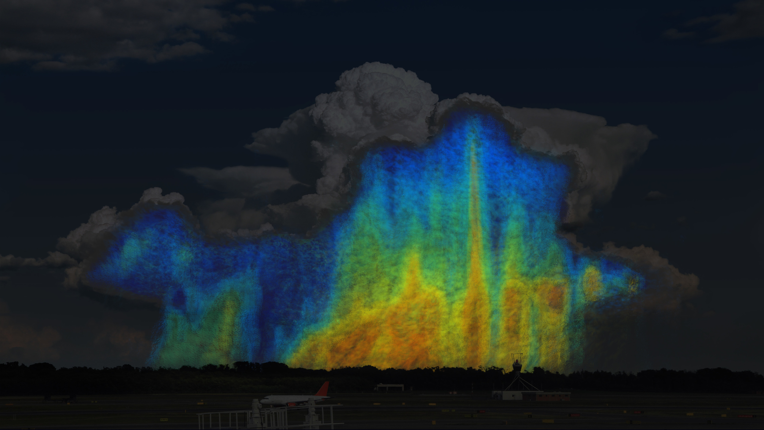 This is a conceptual image showing how the size and distribution of raindrops varies within a storm. Blues and greens represent small raindrops that are 0.5-3mm in size. Yellows, oranges, and reds represent larger raindrops that are 4-6mm in size. A storm with a higher ratio of yellows, oranges, and reds will contain more water than a storm with a higher ratio of blues and greens. - Image Credits: NASA/Goddard