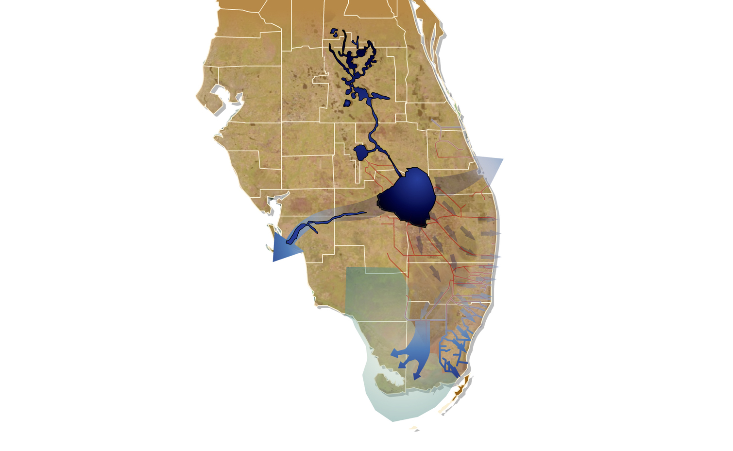 Current Everglades water flow (click for larger image). - Image Credit: Evergladesrestoration.gov