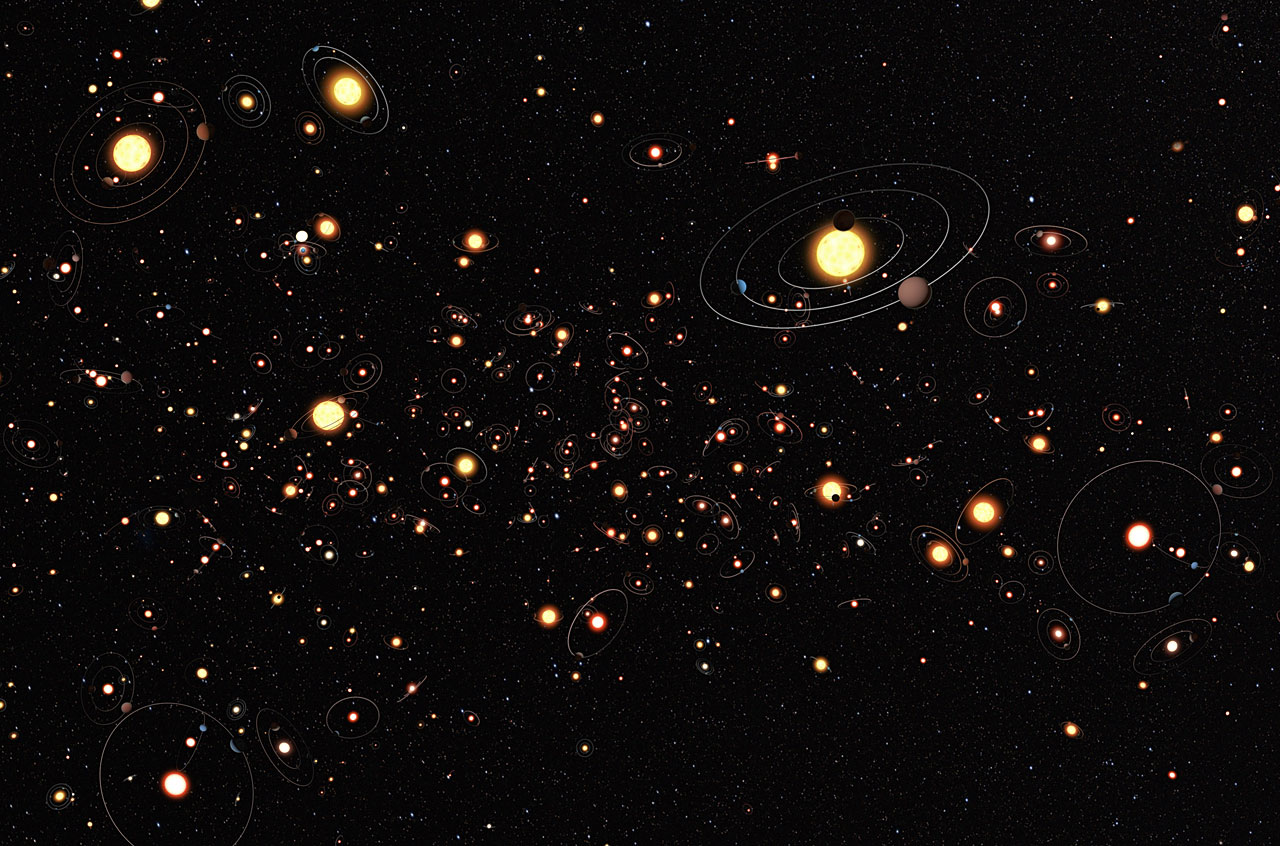 An artists’s impression of how common planets are around the stars in the Milky Way. - Image Credit: ESO/M. Kornmesser