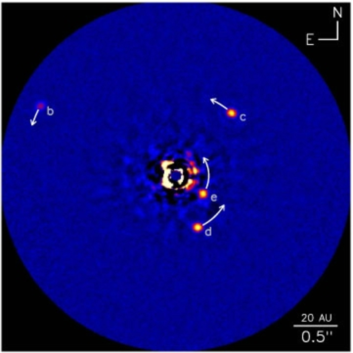 The four planets orbiting the young, hot star HR 8799; possibly the most famous example of planets discovered through direct imaging. Ben Zuckerman
