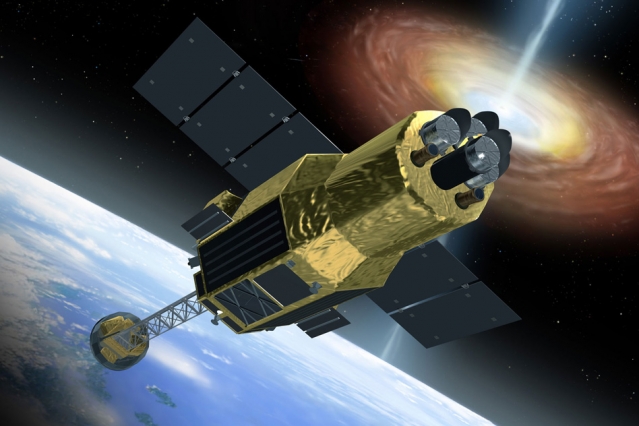An artist’s rendition of Hitomi spacecraft in space. – Image Credit: JAXA