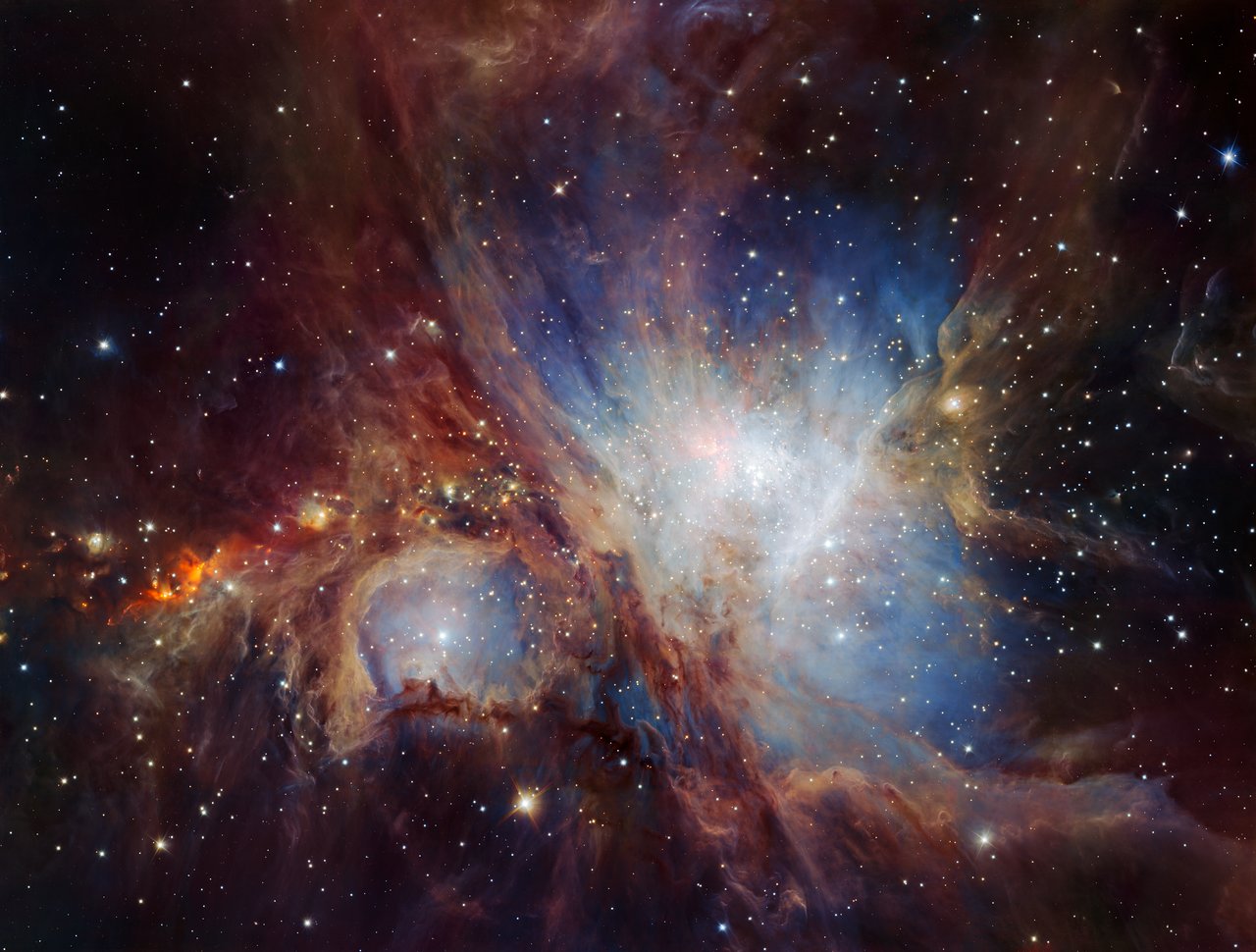 This spectacular image of the Orion Nebula star-formation region was obtained from multiple exposures using the HAWK-I infrared camera on ESO’s Very Large Telescope in Chile. This is the deepest view ever of this region and reveals more very faint planetary-mass objects than expected. – Image Credit: ESO/H. Drass et al.