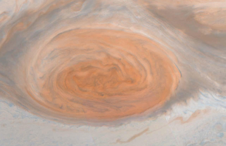 Jupiter’s Great Red Spot in natural colour, by NASA’s Galileo orbiter - Image Credit: NASA/JPL/Cornell University