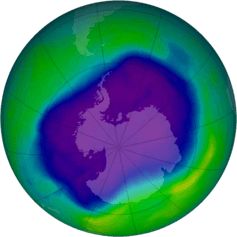 The ozone hole over Antarctica in September 2006. - Image Credit: NASA