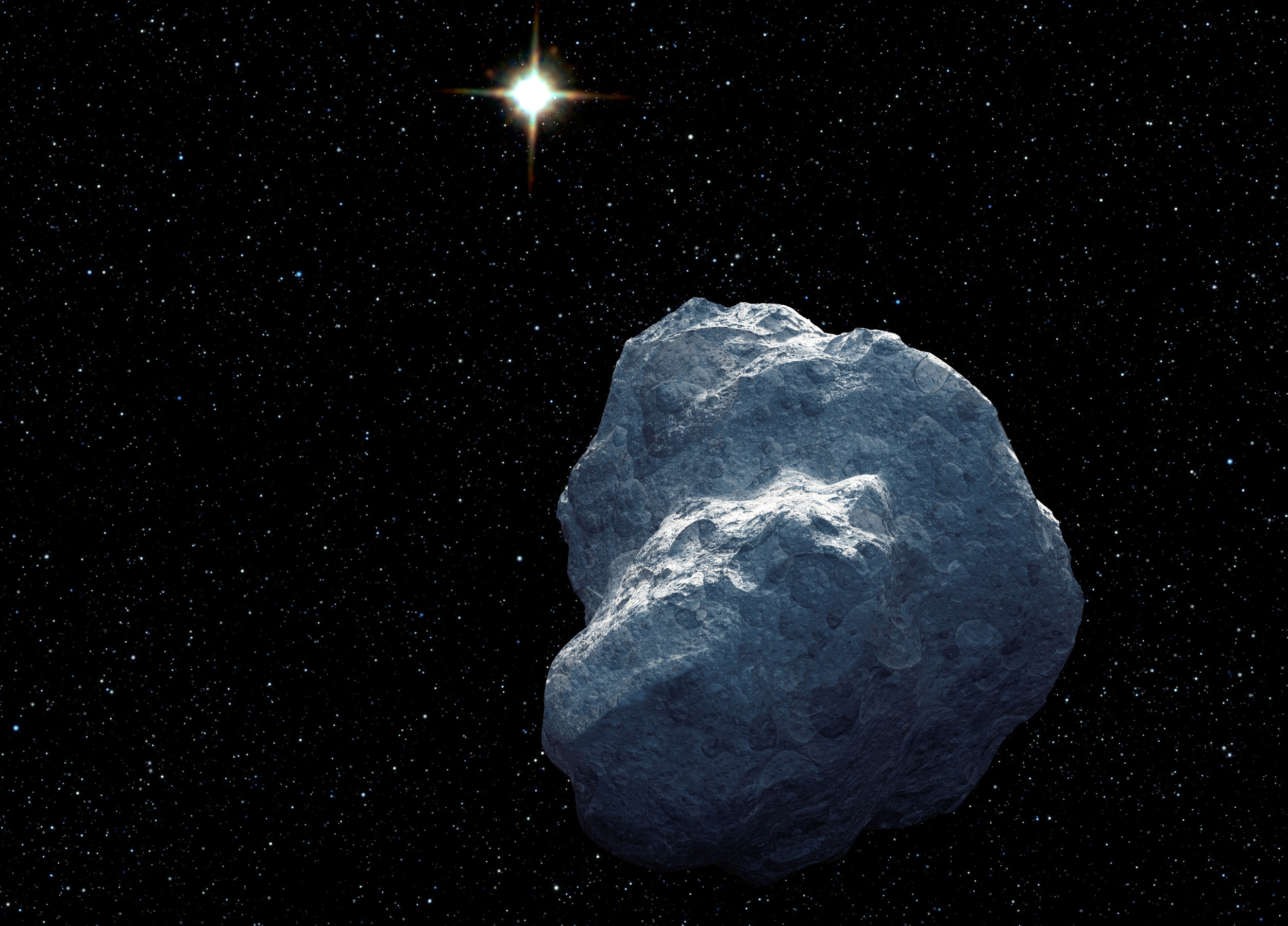 An artist’s concept of a trans-Neptunian object(TNOs). The distant sun is reduced to a bright star at a distance of over 3 billion miles. - Image Credit: NASA