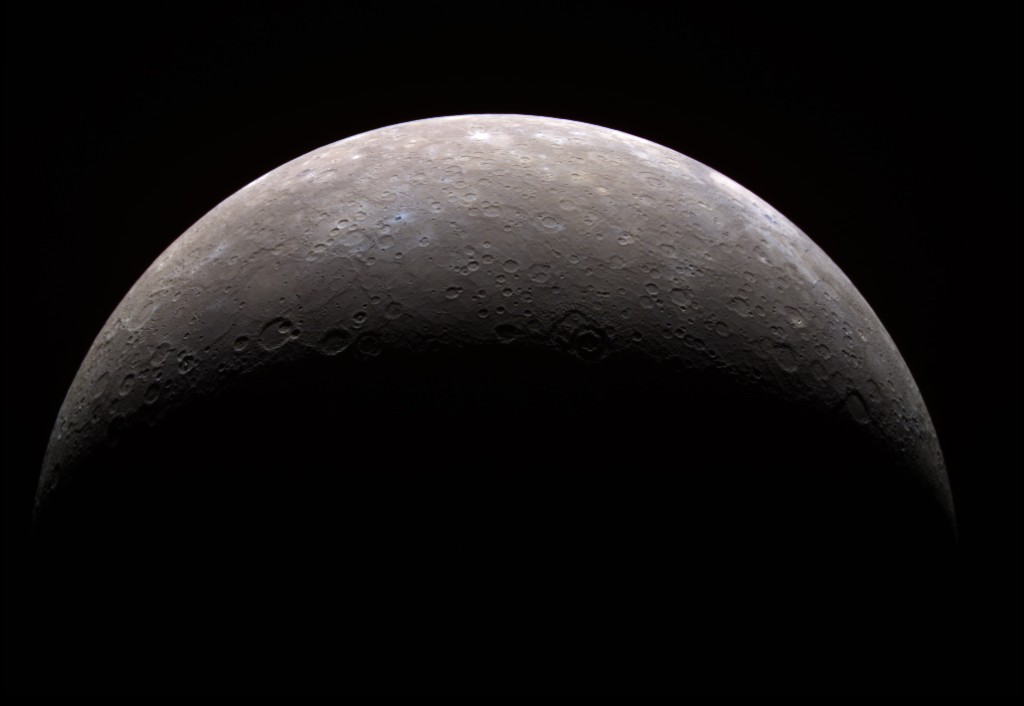 Planet Mercury as seen from the MESSENGER spacecraft in 2008. - Image Credit: NASA/JPL