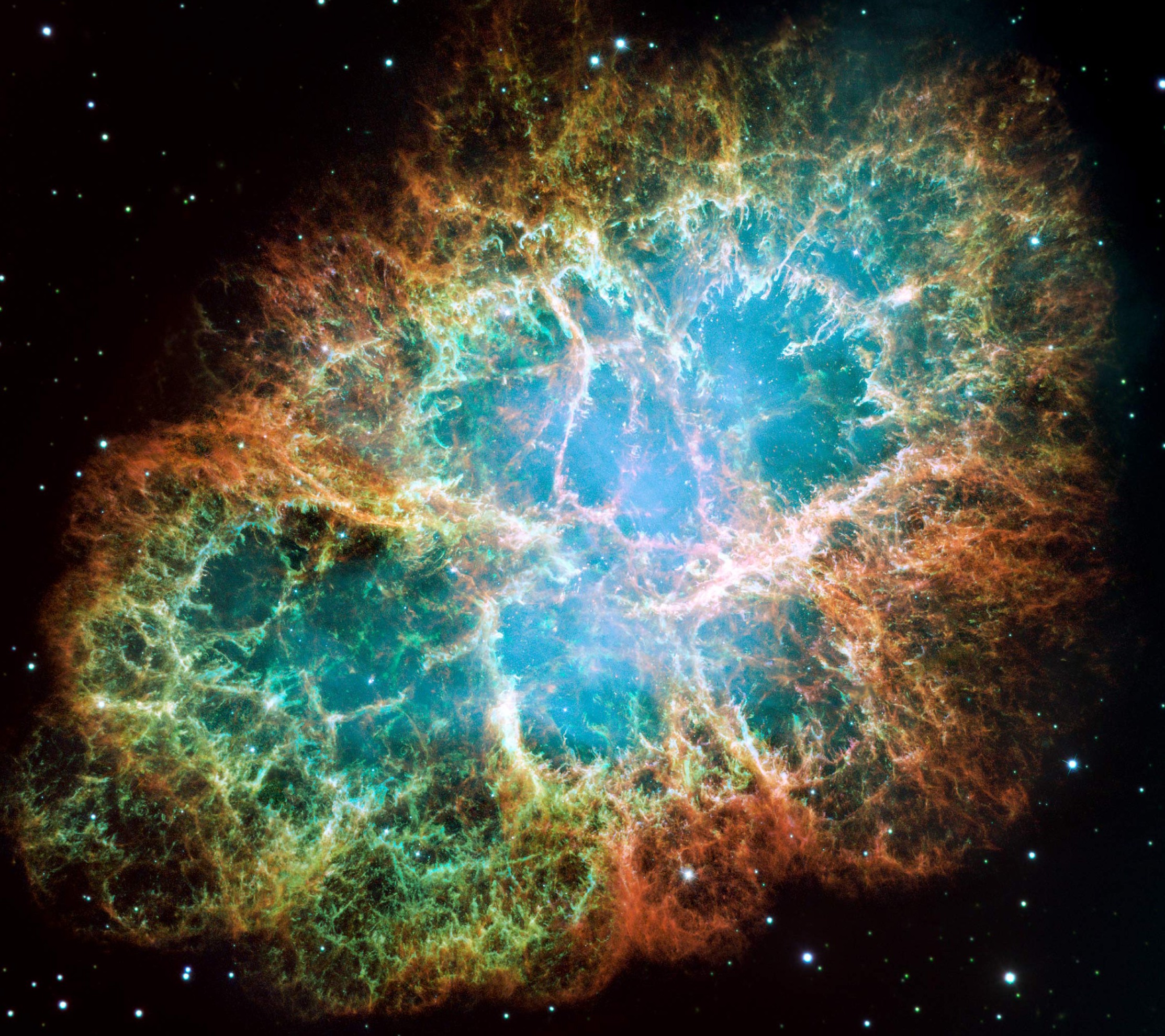 The Crab Nebula; at its core is a long dead star… - Image credit: NASA, ESA, J. Hester and A. Loll (Arizona State University)