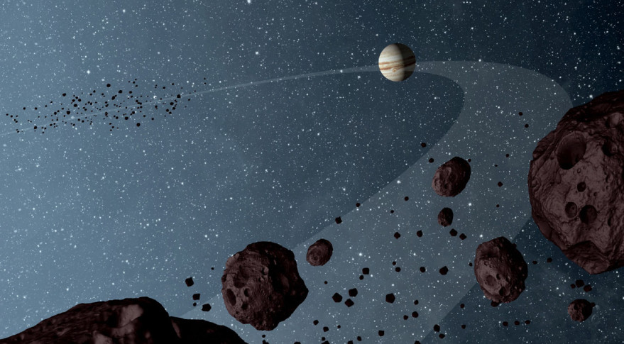 Artist's concept of the Trojan asteroids. By sheer number, small bodies dominate our solar system — and NASA's latest Discovery competition. Image Credit: NASA