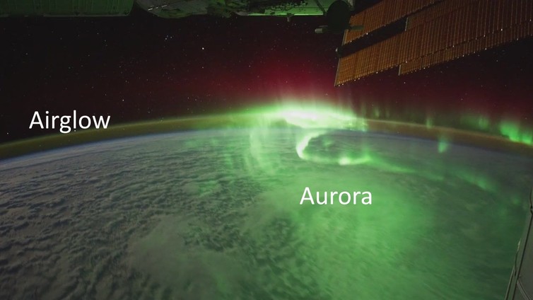 The aurora and airglow captured from the International Space Station. - Image Credit: NASA