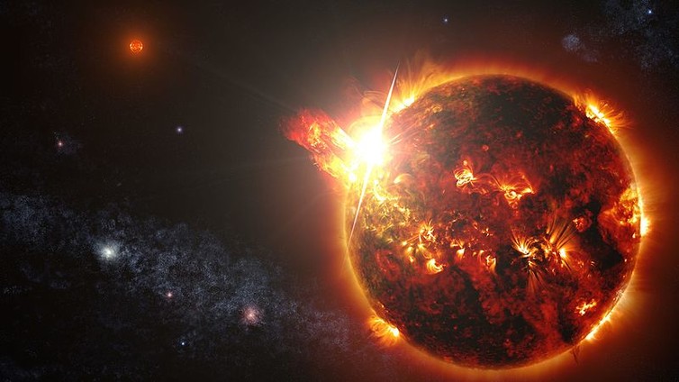 Huge flare from small star. - Image Credit: NASA's Goddard Space Flight Center/S. Wiessinger