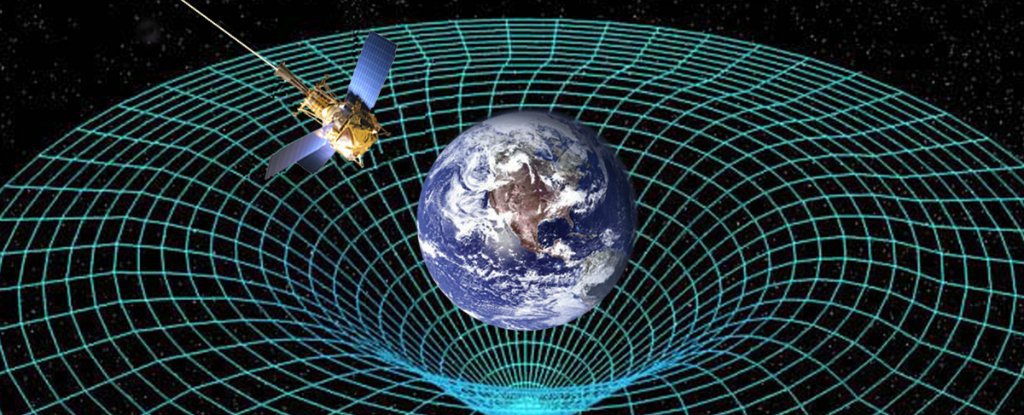 Artist’s impression of the effect Earth’s gravity has on space time. – Image Credit: NASA