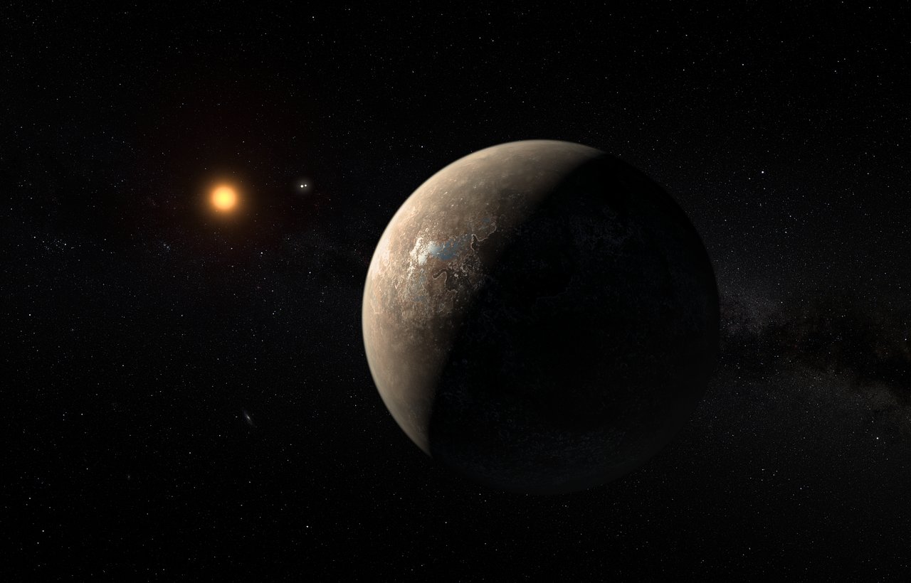 Artist’s impression of the planet Proxima b orbiting the red dwarf star Proxima Centauri, the closest star to the Solar System - Image Credit: ESO/M. Kornmesser