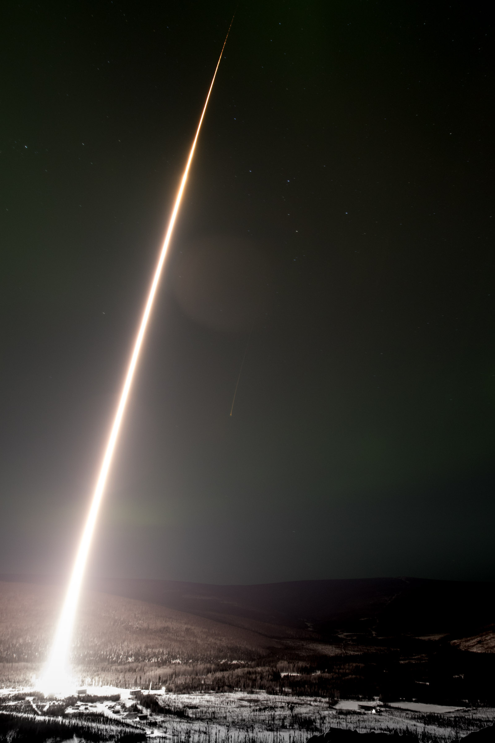 The Black Brant IX sounding rocket carried instruments to an altitude of 225 miles as part of the Ionospheric Structuring: In Situ and Groundbased Low Altitude StudieS or ISINGLASS mission. - Image Credit: NASA/Terry Zaperach.