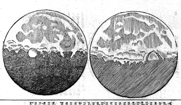 Galileo’s sketches of the moon. - Image Credit WikimediaCommons, CC BY-SA